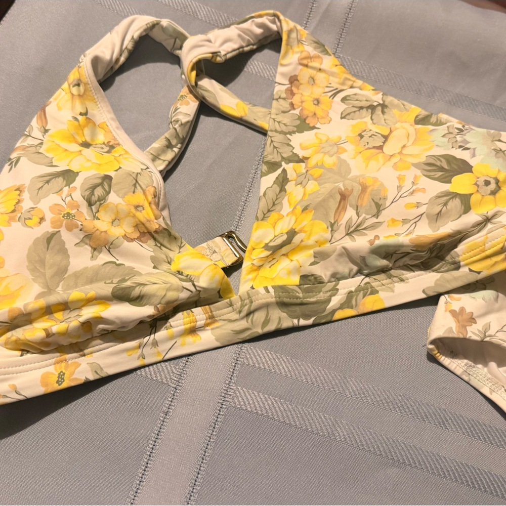 Antonio Melani White Yellow Floral Wireless Bikini Too Women L - Picture 2 of 3